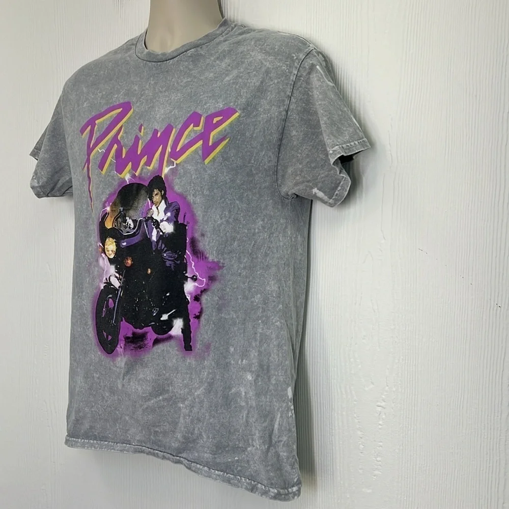 The Prince Estate - Prince Motorcycle Graphic Grey& White Tie Dye Shirt SZ M - Picture 5 of 8